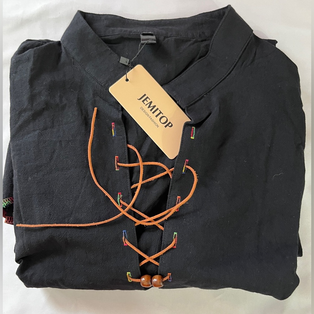 Men’s Jemitop 100% Cotton Black Shirt Size XXL